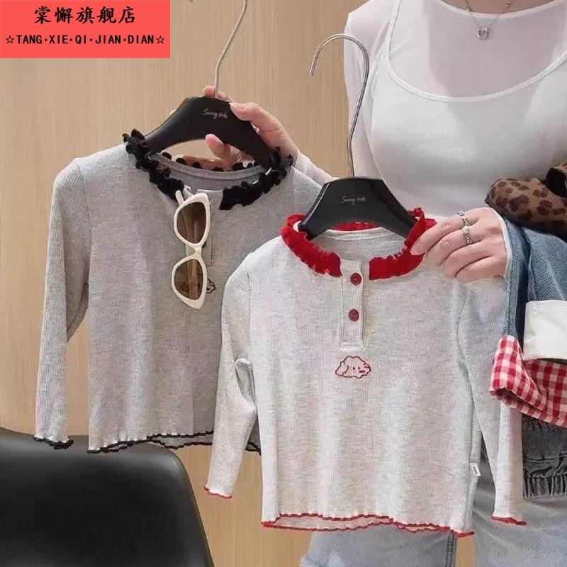 2025秋上新女童韩版花边领洋气宝宝森系风高级感百搭打底亲子装潮