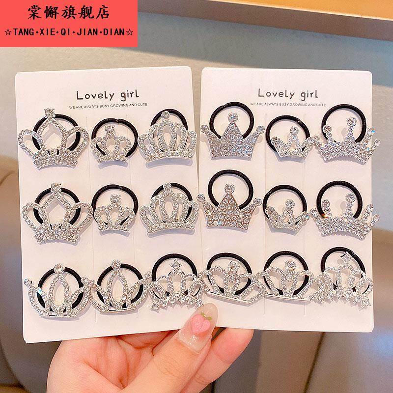 韩系皇冠头绳发饰小女孩丸子头发绳宝宝拇指发圈女童马尾皮筋头饰