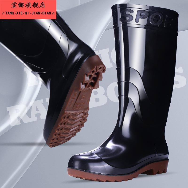 雨鞋冬天加绒厚底一体成型保暖短筒低帮高耐磨有毛的男款水靴牛筋