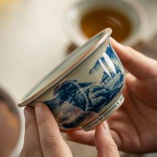 景德镇高端主人杯茶碗复古品茗杯陶瓷功夫茶具建盏茶杯单杯套装