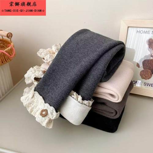 女童可爱加绒打底裤新款儿童冬款一体长裤宝宝洋气冬装保暖裤子