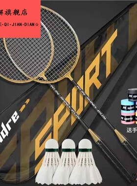 羽毛球拍正品尼龙线合金进攻业余耐用性男女学生用双拍套装763st