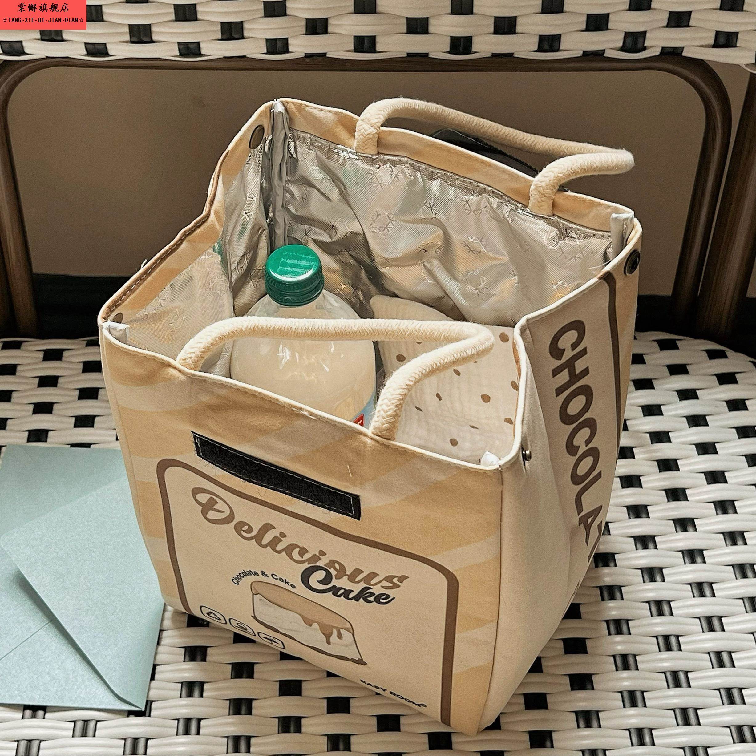 铝箔加厚保温袋长效保温袋加厚复古法式防水饭盒包大号多功能便携