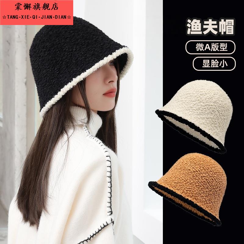 秋冬季渔夫帽女士大头围显脸小保暖遮脸水桶帽出院月子帽防风帽子