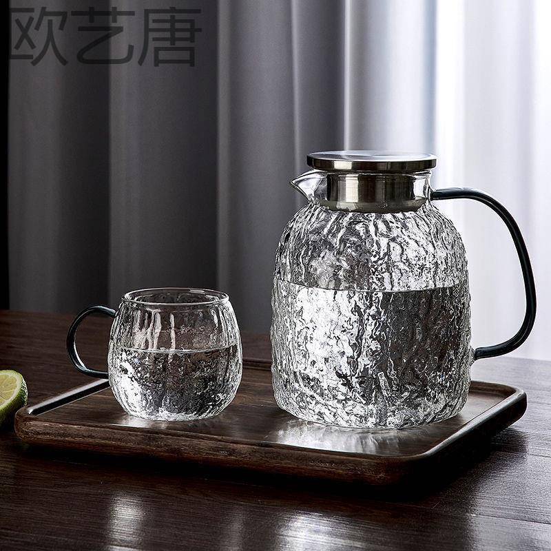 耐热玻璃冷水壶树纹家用凉水壶大容量耐高温玻璃壶泡茶壶水杯套装