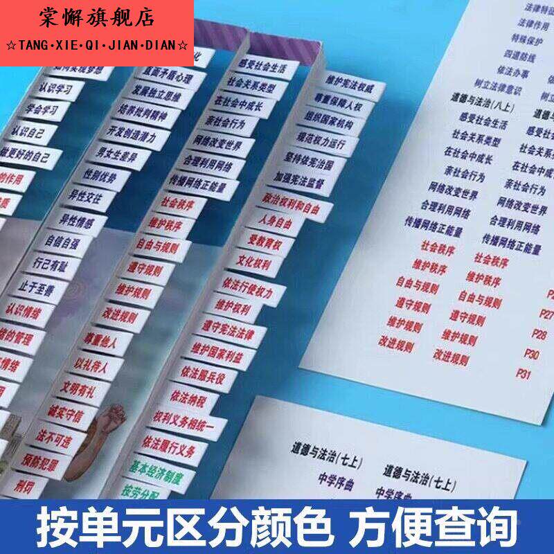 2026中考政治历史书目录标签贴初中生物地理文科综合考试开卷神器速查贴七八九年级人教版教材万唯索引便利图片