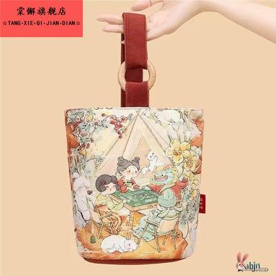 中国风高颜值复古水桶帆布包2025新款便携式上班外出手提小拎包女