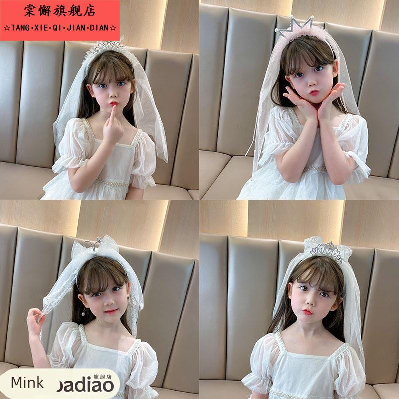 儿童公主裙子头纱皇冠发夹立体王冠宝宝顶夹韩版女童拍照头饰配饰