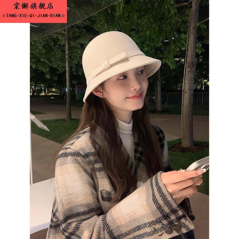 渔夫帽女2025新款冬秋天帽子女显脸小洋气毛呢礼帽秋气质女款时髦