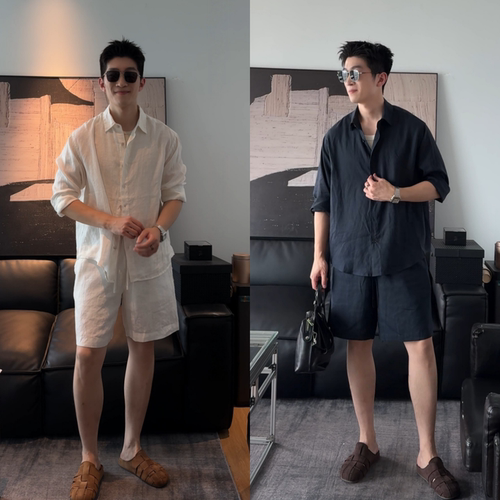 夏季百搭松弛感极简休闲风套装男