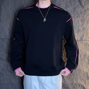 撞色拼接款 圆领长袖 卫衣秋季 时尚 长袖 设计感美式 上新男士 T恤 个性