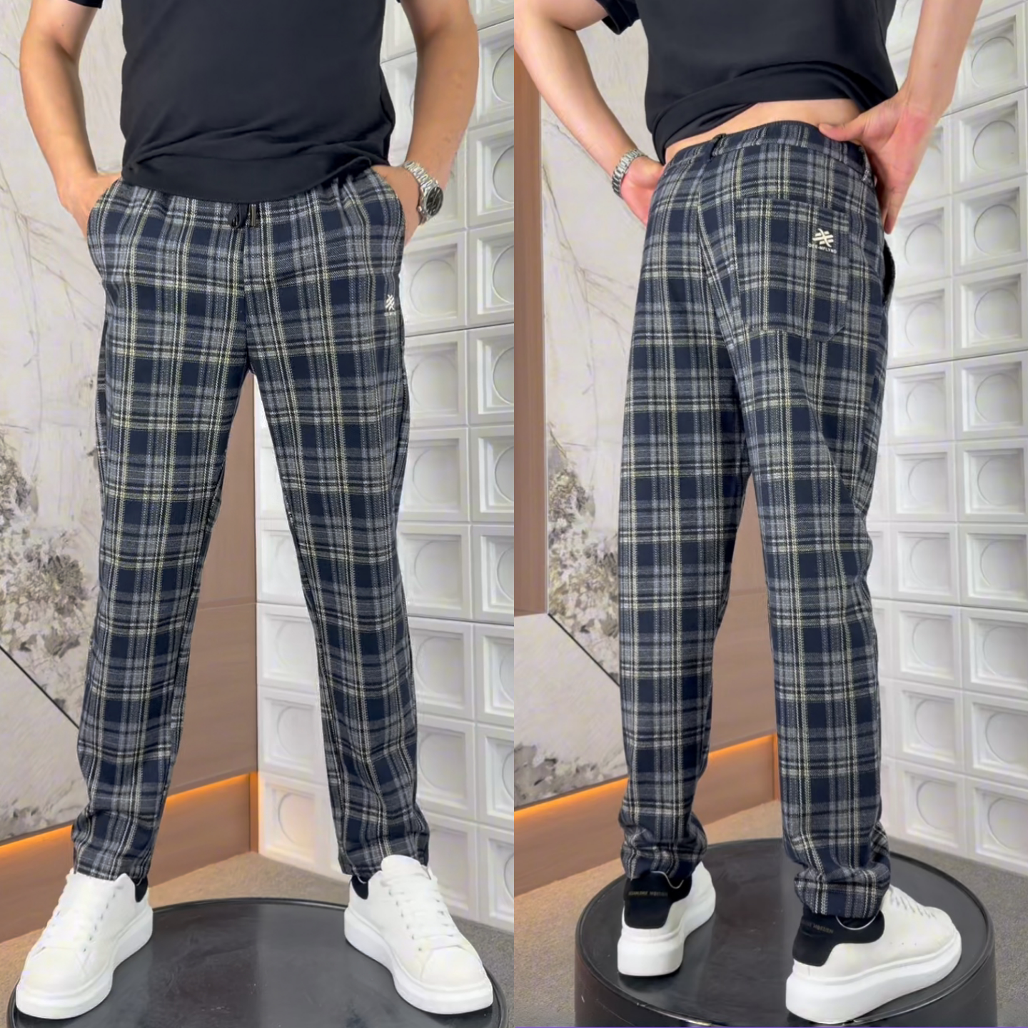 秋季上新复古格子休闲裤男士