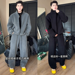 冬季新品重磅双面摇粒绒慵懒个性简约男士保暖外套休闲裤时尚套装