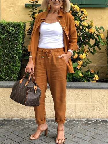 2022 linen harem pants ninth pants cotton linen suit women