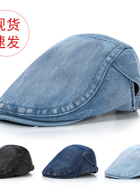 贝雷帽水洗牛仔布做旧前进帽经典