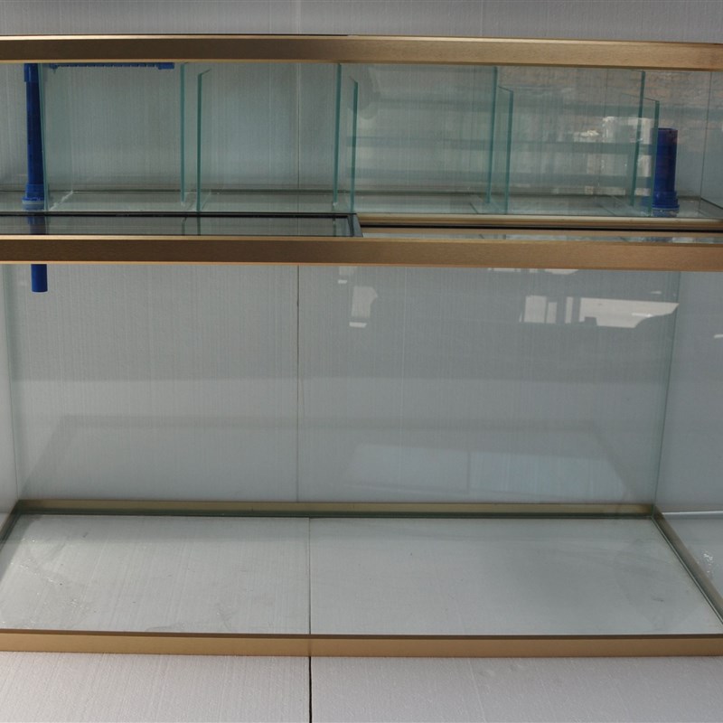 新款超白鱼缸铝合金包边外置上滤缸金晶玻璃鱼缸水草缸 顶滤套缸