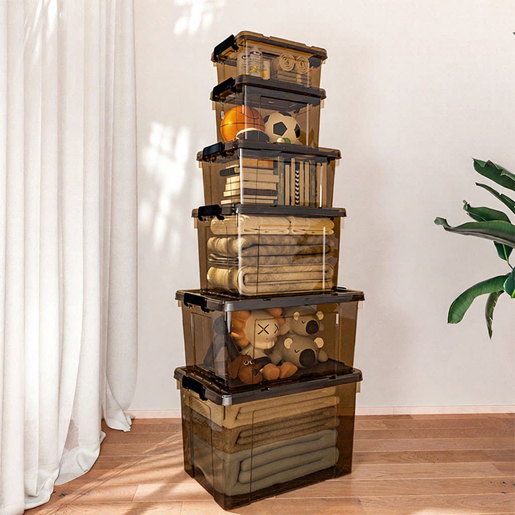 新款透明收纳箱加厚带滑轮超大容量箱子收纳家用玩具被子衣服整理