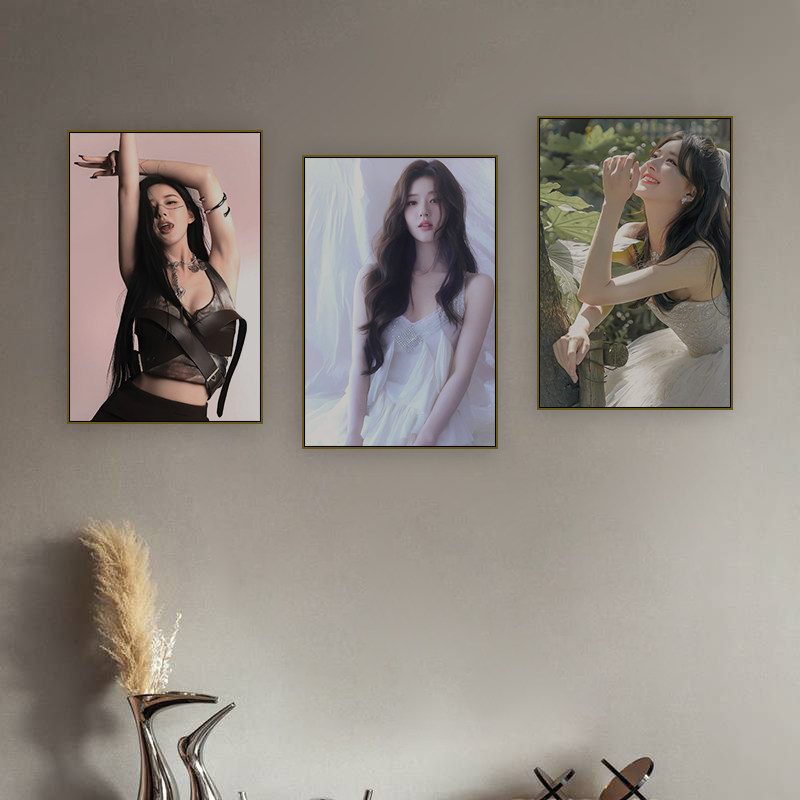 赵露思高清写真装饰画咖啡厅饮品店美女明星周边挂画卧室房间壁画