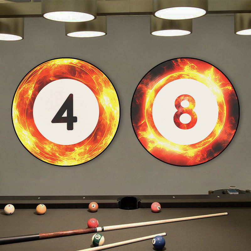 桌球室发光装饰画休闲会所酒吧墙氛围感圆形挂画台球室霓虹灯壁画