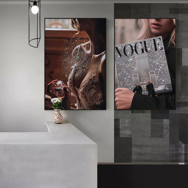 现代轻奢高级感沙发背景墙装饰画欧美时尚杂志美容院服装店挂画,家居饰品,现代装饰画,淘宝优惠券,粉丝福利购,淘宝优惠卷