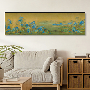 千里江山图装饰画新中式客厅背景墙挂画书房茶室民宿床头古风壁画