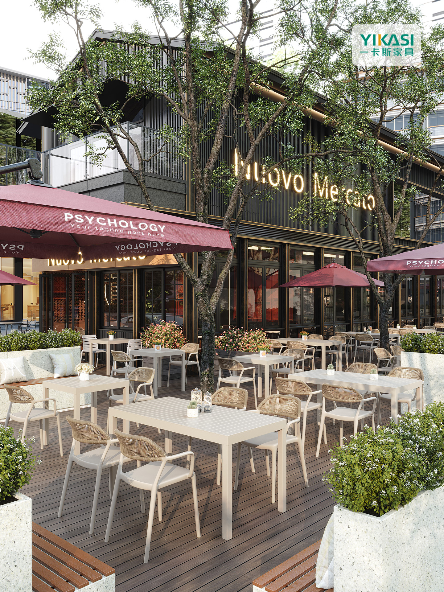 户外桌椅套装庭院露天花园餐厅餐桌椅餐饮餐吧饭店外摆休闲桌椅子