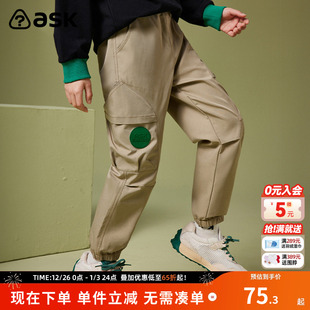 新款 子2025秋季 儿童工装 裤 ask 户外休闲长裤 男童裤
