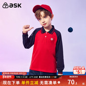 儿童上衣中大童POLO衫 ask新年拜年服男童长袖 T恤2026打底衫