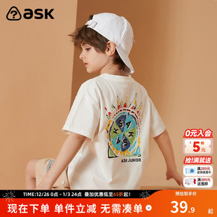 纯棉 印花体恤上衣夏装 儿童短袖 童装 T恤男童2025夏季 ask