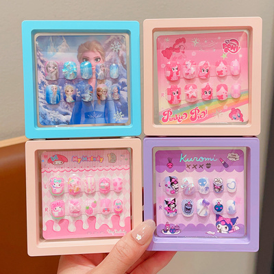 儿童指甲贴无毒无味女孩艾莎公主卡通甲片美甲贴宝宝可拆卸穿戴甲