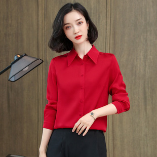 春秋新款重磅高端国际大牌真丝衬衫女长袖桑蚕丝上衣优雅