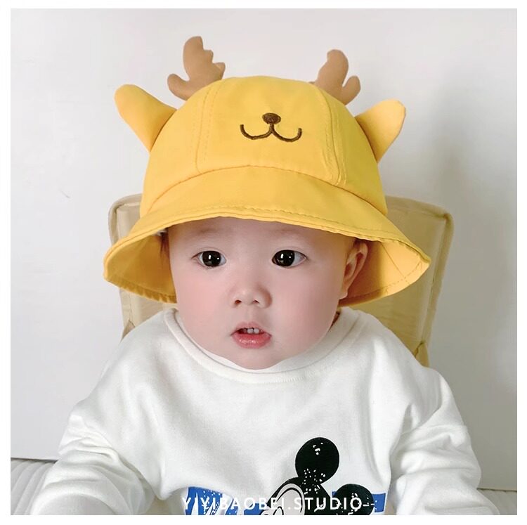 宝宝帽子春秋薄款渔夫帽夏季可爱超萌婴幼儿盆帽男女儿童遮阳防晒