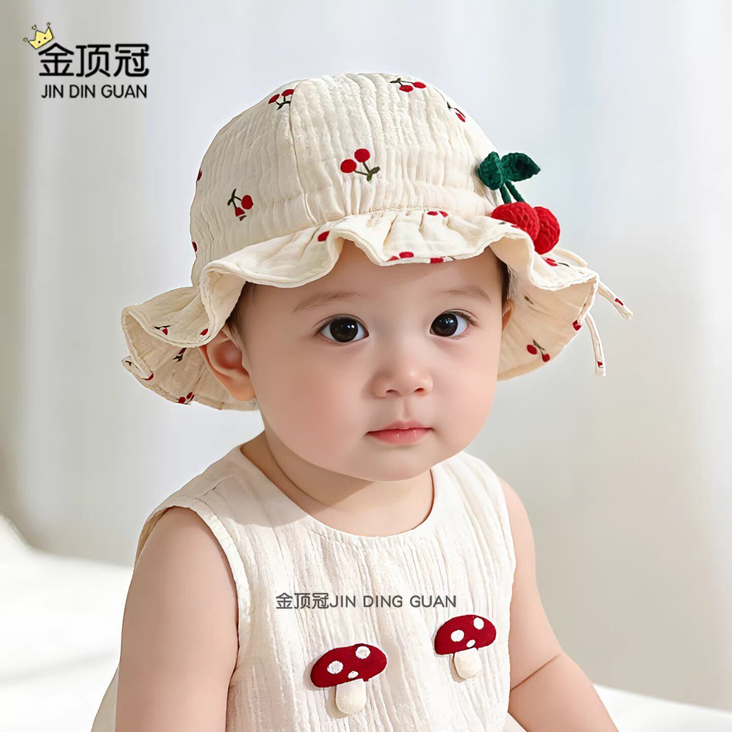 婴儿帽子春夏薄款洋气盆帽可爱超萌婴幼儿遮阳帽甜美公主帽小月龄