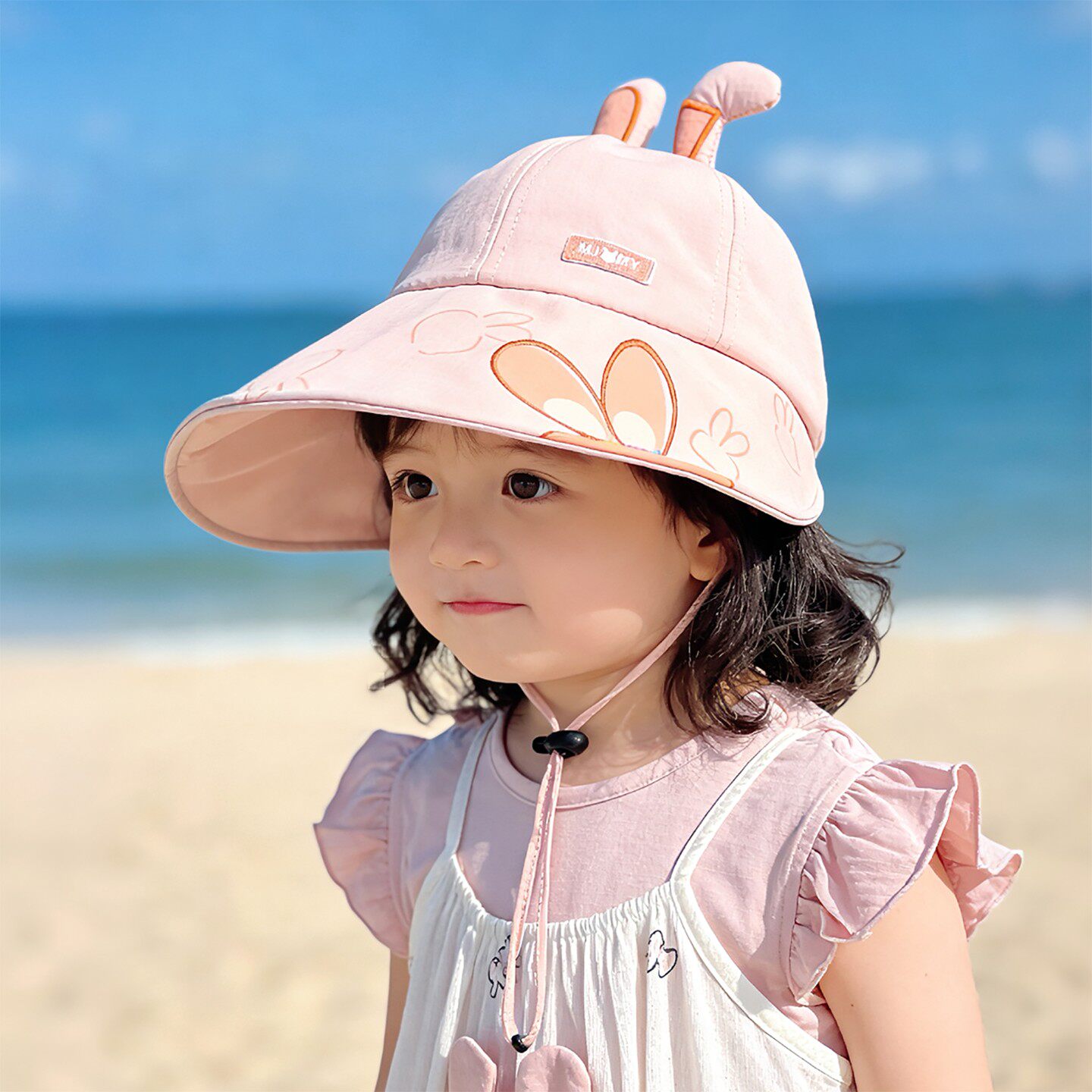 儿童遮阳帽子春秋薄款大帽檐鸭舌帽女宝宝卡通造型夏季防晒棒球帽