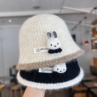秋冬女孩帽子韩版时尚百搭女童渔夫帽冬季公主水桶针织洋气潮女冬