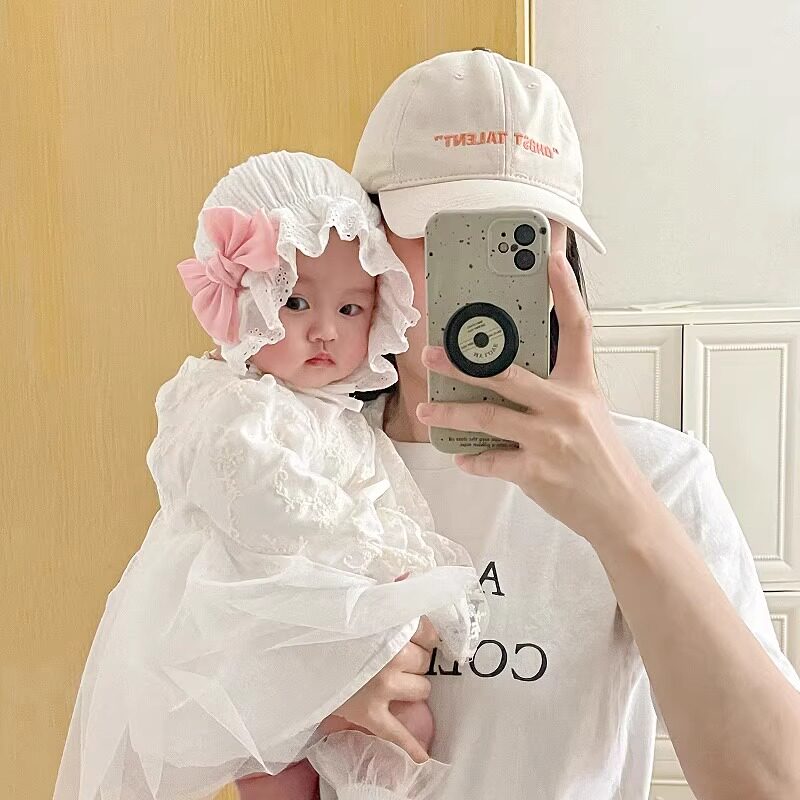 小月龄女宝宝蝴蝶结公主帽棉质婴儿帽子春秋洋气新生儿女童包头帽