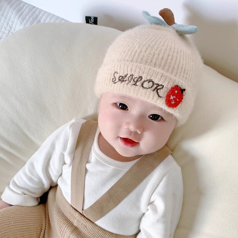 婴儿帽子秋冬婴幼儿0-6个月男童女宝宝毛线帽可爱超萌冬季针织帽3