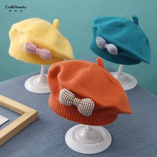 儿童贝雷帽宝宝帽子百搭秋冬季 公主针织毛线帽画家帽 女孩洋气韩版