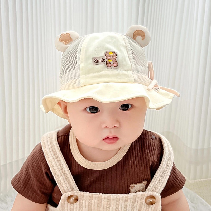 婴儿遮阳帽子夏季薄款超萌男童婴幼儿防晒渔夫帽小男孩宝宝太阳帽