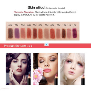 12 Colors Lip Pencils Matte Lipliner Waterproof Smooth Color