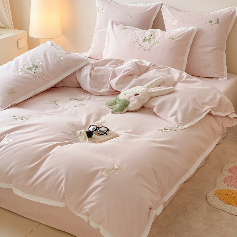 100S高支全棉长绒棉磨毛四件套卡通贴布绣可爱兔子卧室,床上用品,床品套件/四件套/多件套,淘宝优惠券,粉丝福利购,淘宝优惠卷