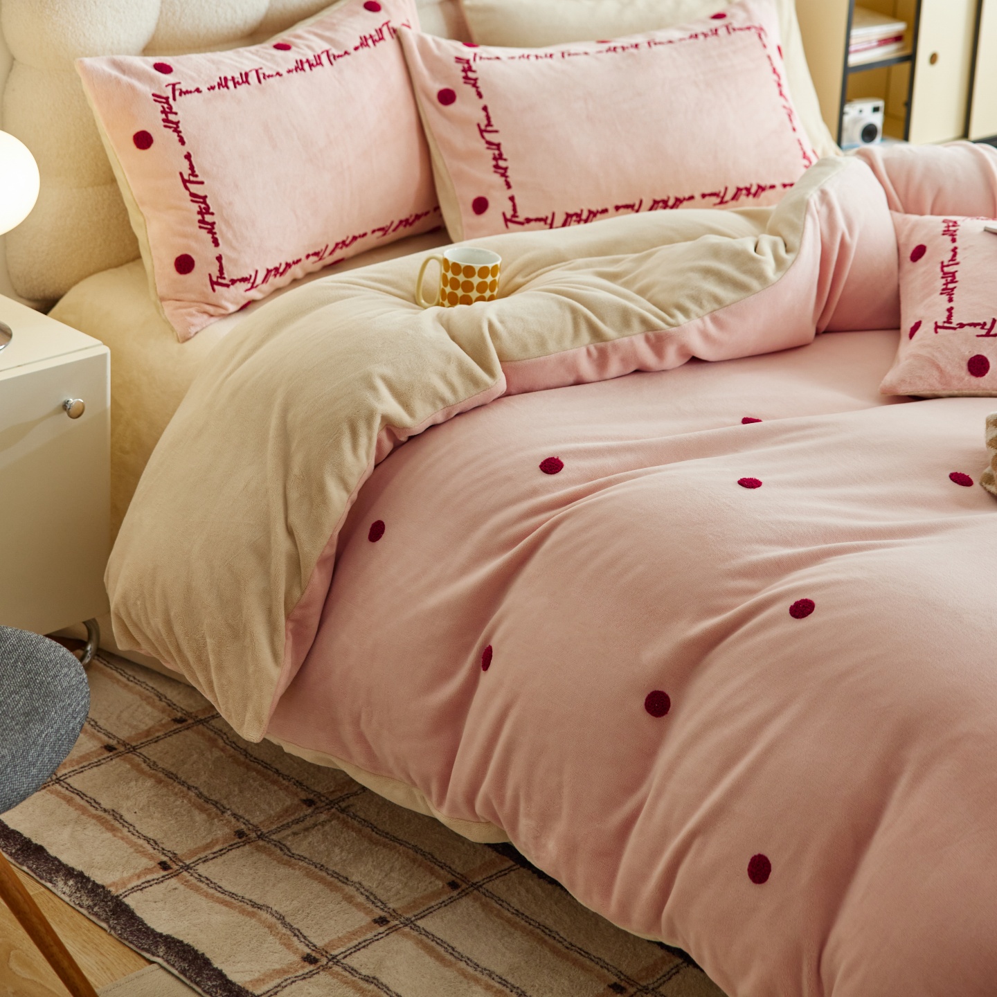 加厚简约毛巾绣冬季牛奶绒四件套