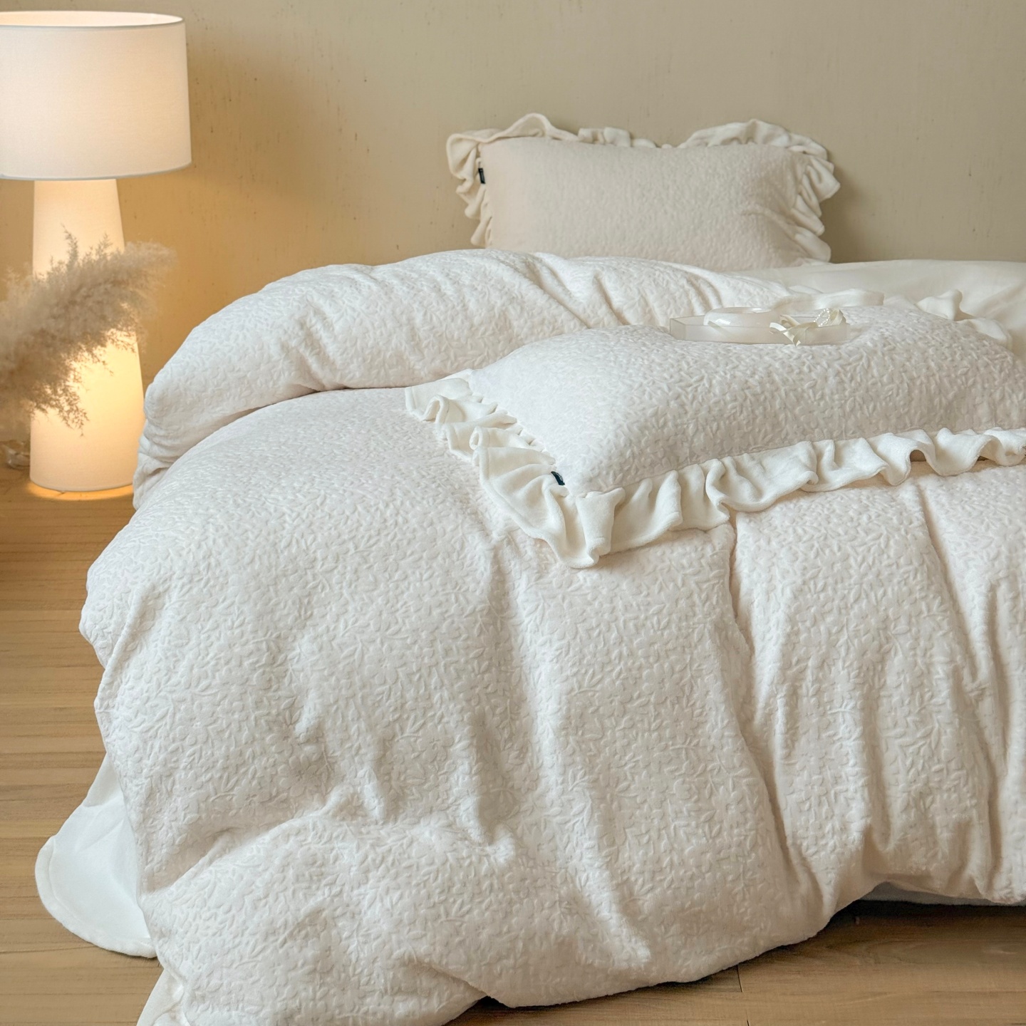 红花车牛奶绒四件套冬季加厚保暖