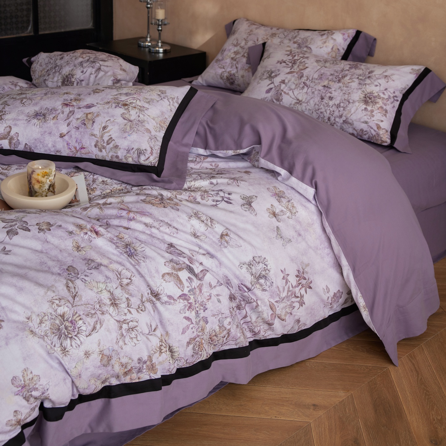 红花车全棉磨毛四件套