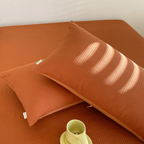 全棉华夫格水洗棉单枕套