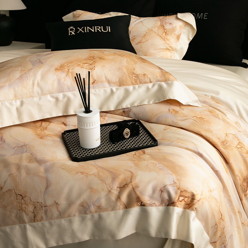 全棉轻奢100S长绒棉数码印花四件套床上用品纯棉双人床单被套