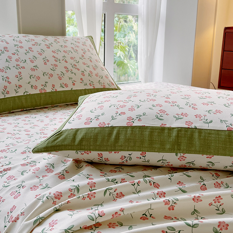 全棉老粗布花卉款单枕套