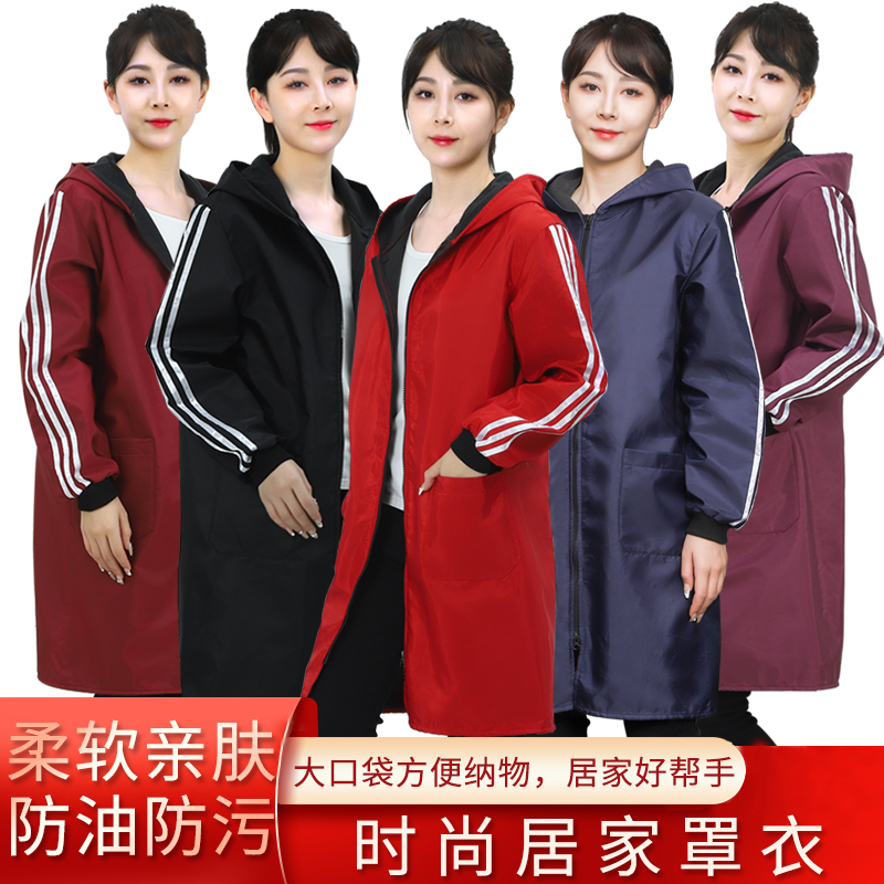 加绒加厚罩衣女冬工作服围裙防水
