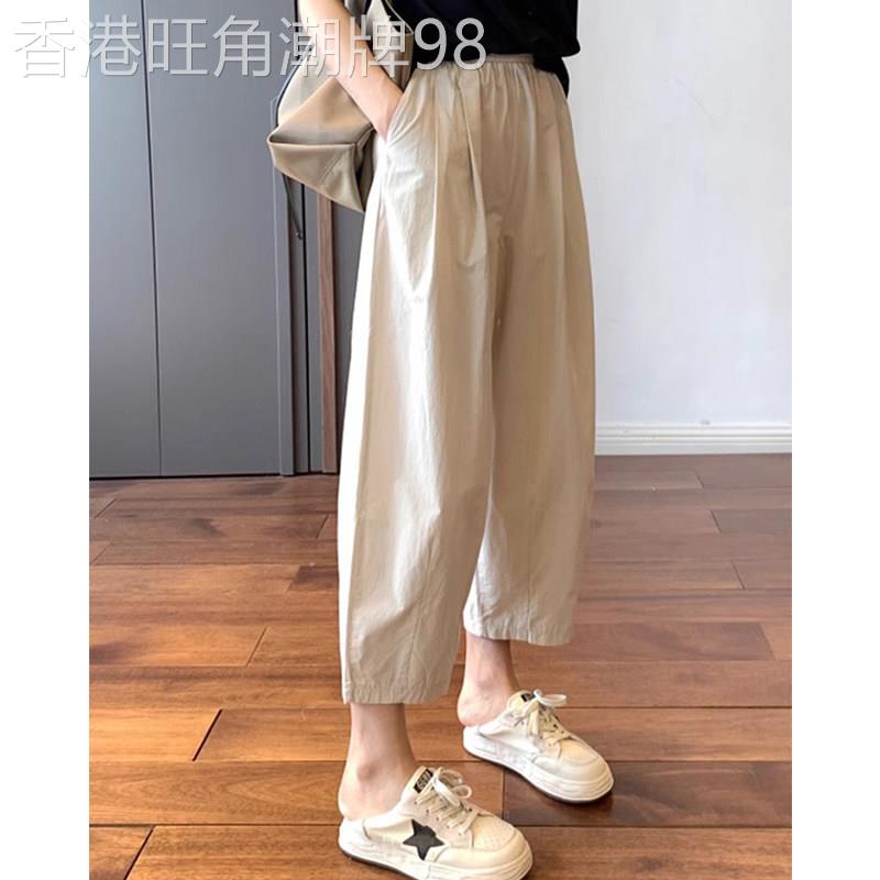 欧洲站棉麻小个子萝卜裤女2025夏季薄款哈伦裤宽松九分老爹裤裤子