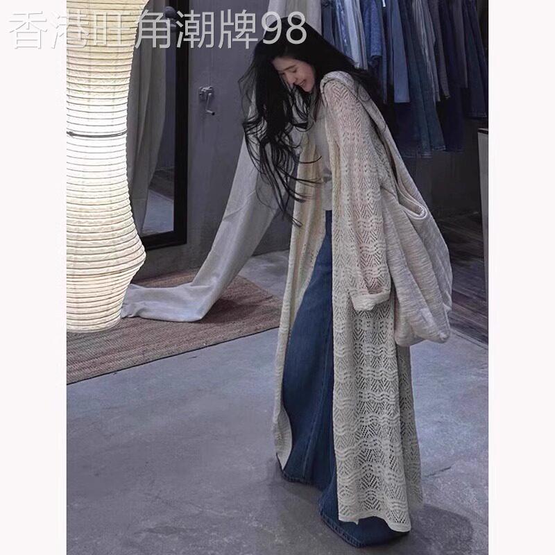 波西米亚风中长款防晒开衫薄款女夏度假风外搭镂空针织罩衫外套